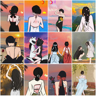 cặp đôi Tranh sơn dầu số hóa tranh số hoá 30x40 theo yêu cầu phong cảnh anime phật giáo - Tranh tô màu theo số hóa