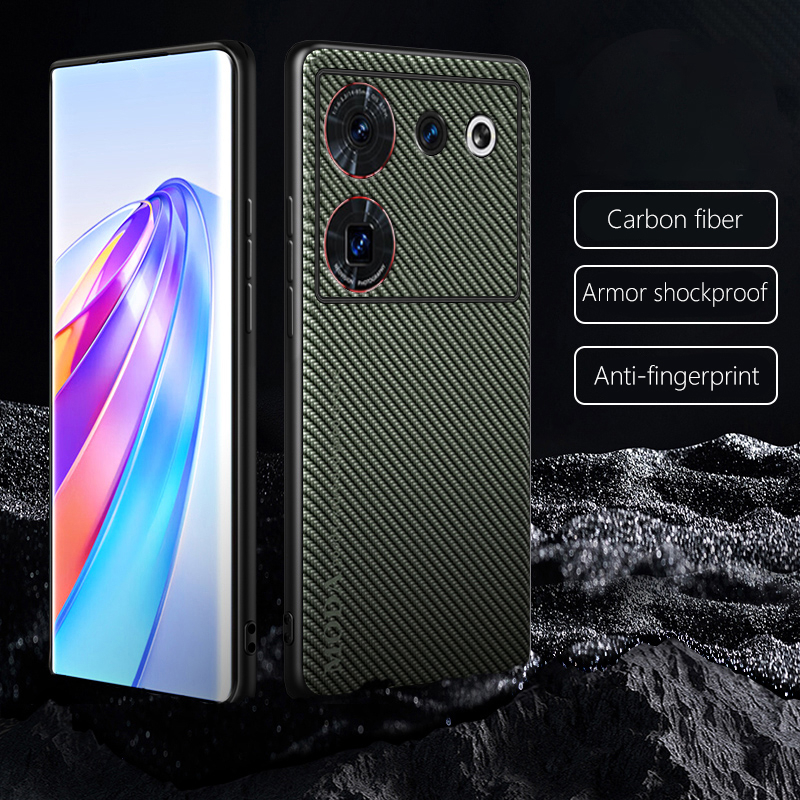 Ốp Điện Thoại Da + Silicon + Sợi Carbon Mềm Chống Sốc Cho ZTE nubia Z50 Ultra NX712J Z5
