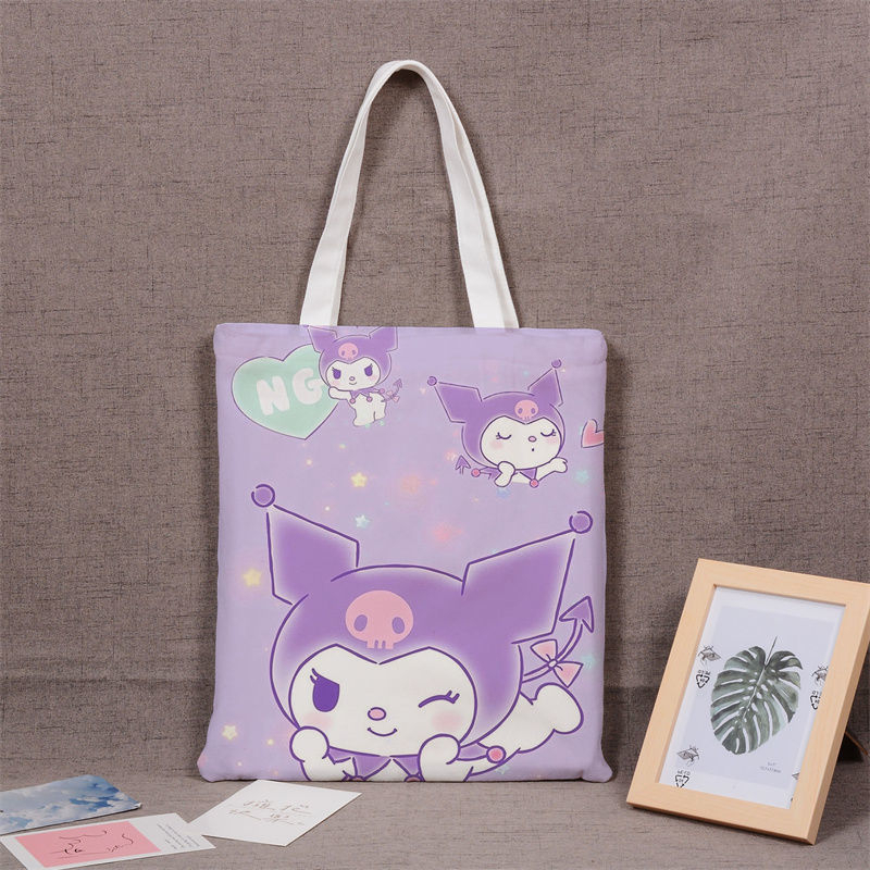 One Túi Xách Vải canvas Cỡ Lớn In Hình anime Kulomi Sanrio Đáng Yêu Cho Học Sinh