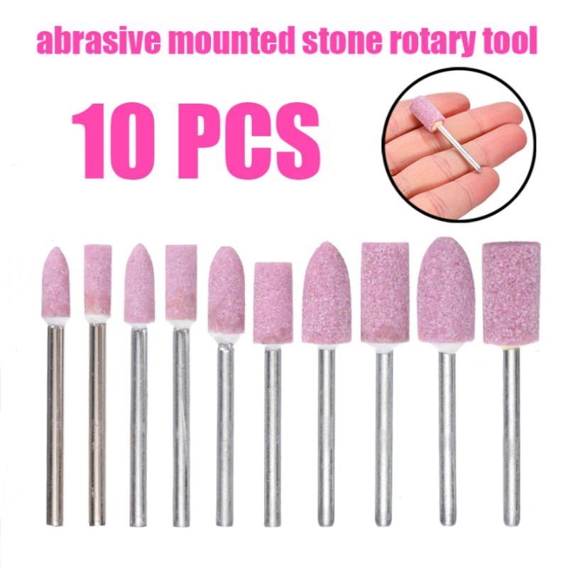 Bộ 10 Đầu Mài Đánh Bóng Dạng Xoay Màu Hồng