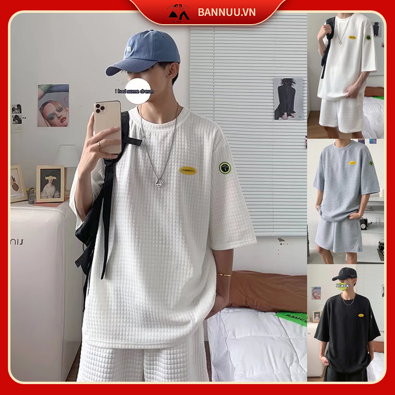 Mới Set Áo Thun Trơn bộ quần áo nam Và Quần Short Dáng Rộng đồ bộ nam Phong Cách Hàn Quốc set Nam Nữ