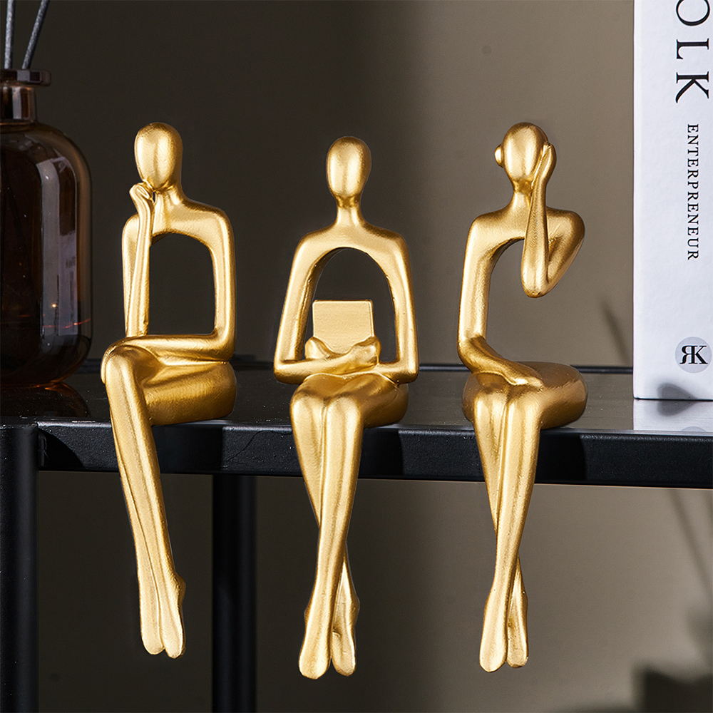 Set 3 Bức Tượng Người Suy Nghĩ Ngồi Để Bàn