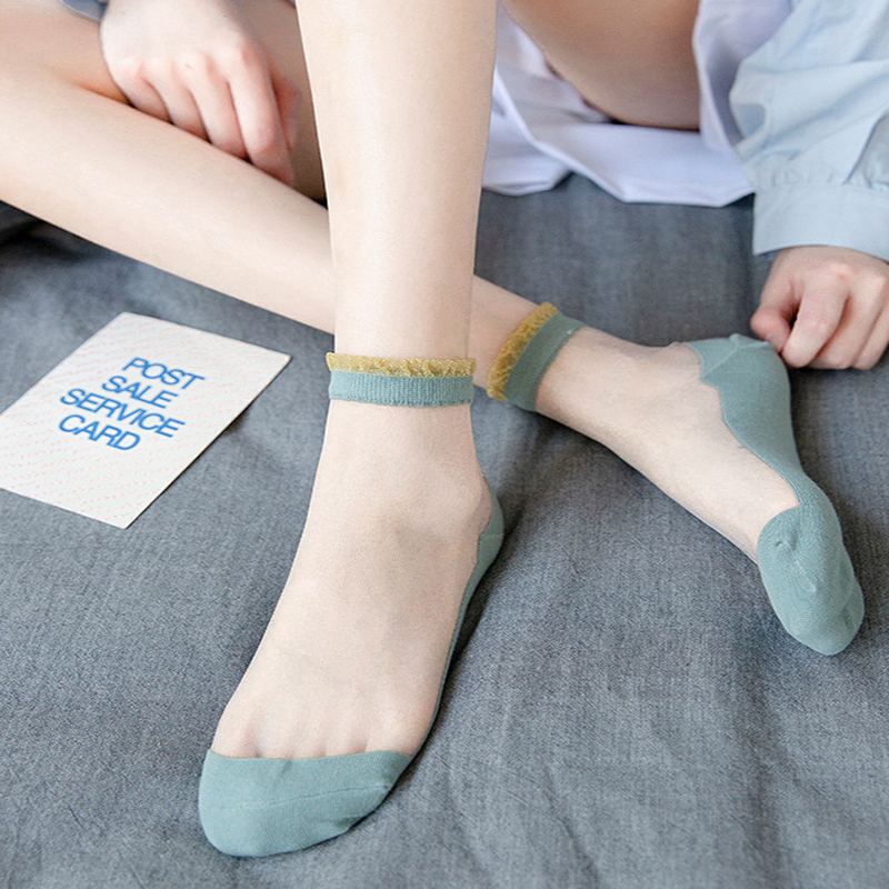 FHYL Vớ Ren Mỏng Thoải Mái Nhiều Màu Mùa Hè Hàn Quốc Mới Cho Nữ