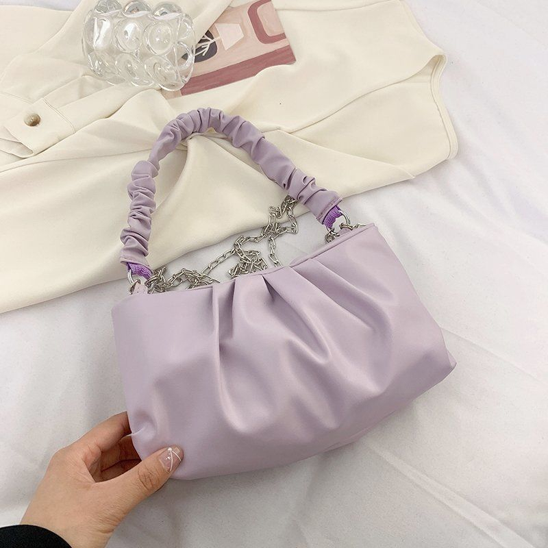 Túi Xách Đeo Vai Hình Đám Mây Xếp Ly Phối Dây Xích Thời Trang Nữ Sành Điệu