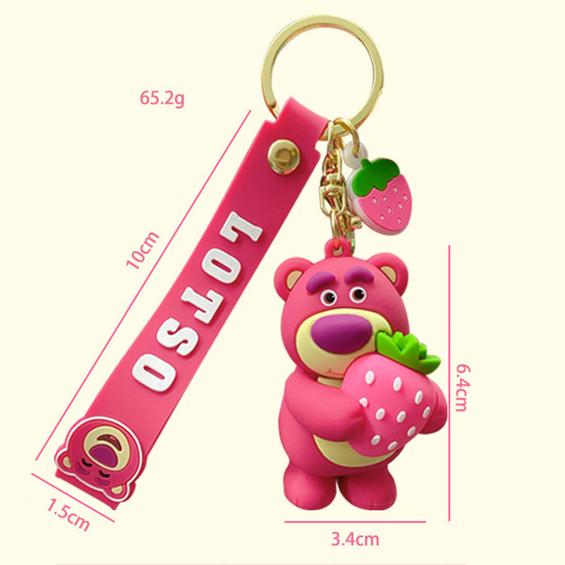 Móc Khóa Hình Chú Gấu Và Dâu Tây Hoạt Hình Đáng Yêu