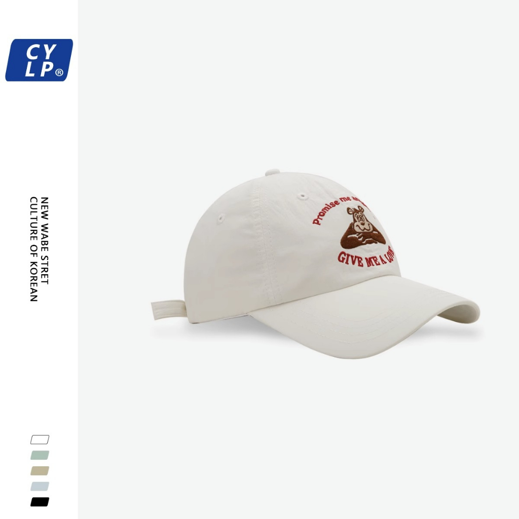 Mũ Lưỡi Trai Mềm Mỏng Thoáng Khí Nhanh Khô Thêu Hình Chú Khỉ Miệng To Thời Trang Hàn Quốc Cho Nữ