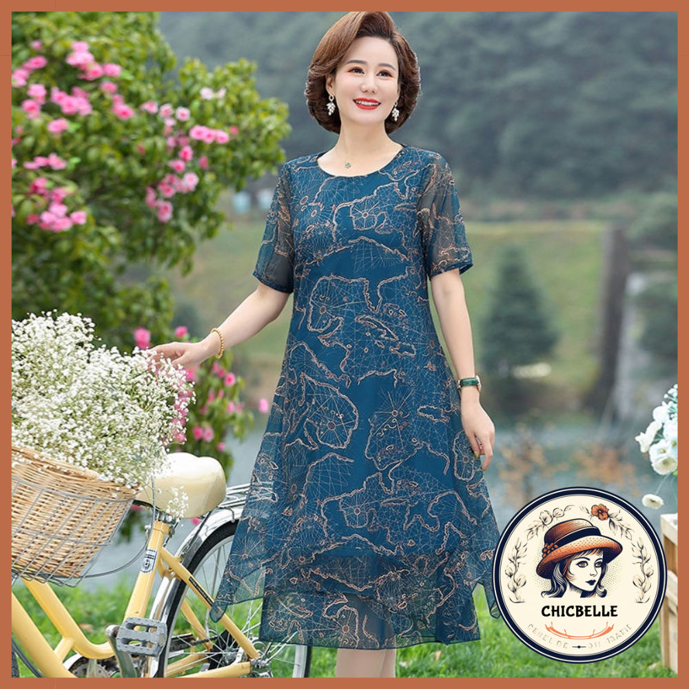 Đầm Thời Trang Mùa Hè Dáng Rộng Phong Cách Phương Tây Hàng Mới Dành Cho Phụ Nữ Trung Niên 40 Tuổi 50 Tuổi ChicBelle