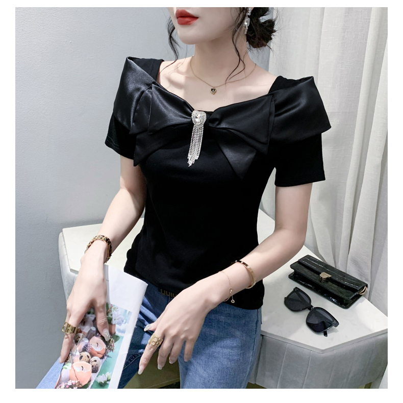 Áo Thun Tay Ngắn Cổ Vuông Thời Trang Châu Âu Dành Cho Nữ