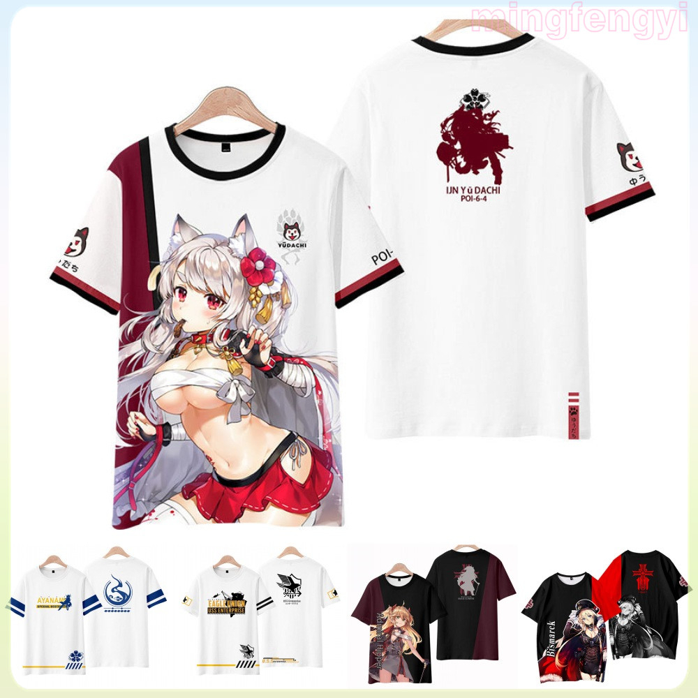 Áo Thun Tay Ngắn In Hình Anime Azur Lane KMS IRN USS Yudachi Bismarck Ayanami Mẫu Mới 2023