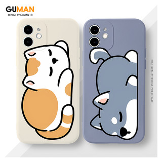 Ốp lưng GUMAN mềm chống sốc hình cặp đôi dễ thương đẹp đen độc lạ mèo chó Cho iPhone 16 15 14 13 12 11 Pro Max SE 2020 X XR XS 8 7 ip 6S 6 Plus XYM2158