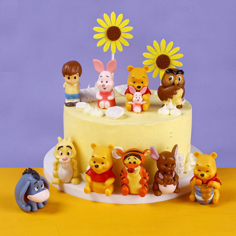 DISNEY Set 10 Mô Hình Gấu Pooh Và Hổ / Heo / Thỏ Robin Eeyore Bằng PVC Trang Trí Bánh Kem