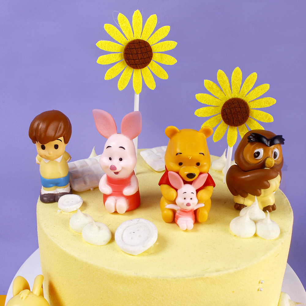 DISNEY Set 10 Mô Hình Gấu Pooh Và Hổ / Heo / Thỏ Robin Eeyore Bằng PVC Trang Trí Bánh Kem