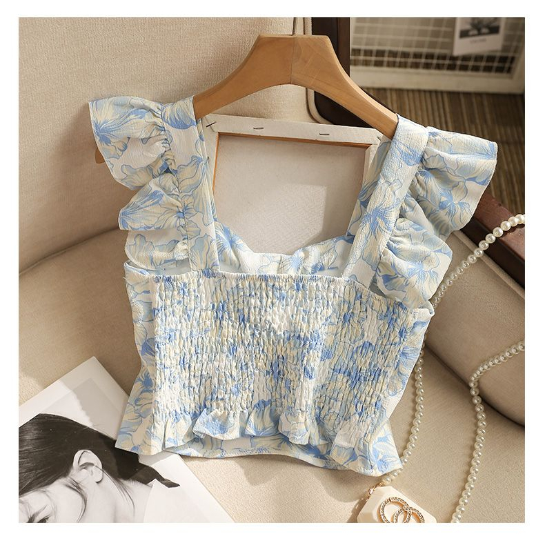 French Style Floral Bow Tie Two-Piece Shirt Summer Fashion For