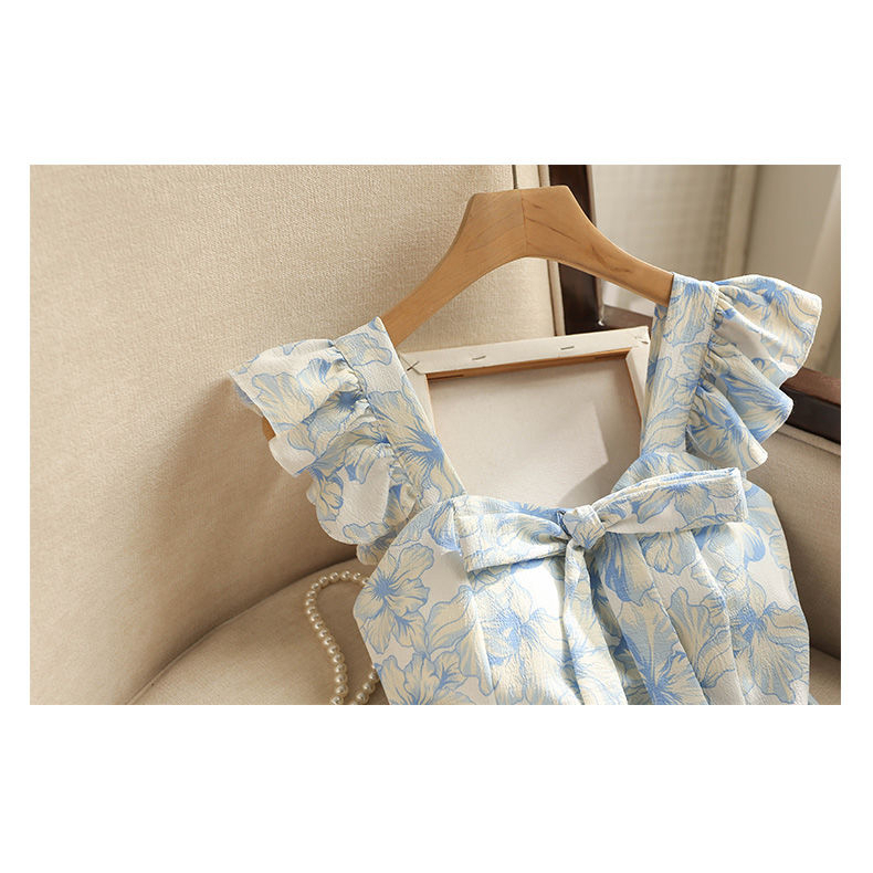 French Style Floral Bow Tie Two-Piece Shirt Summer Fashion For