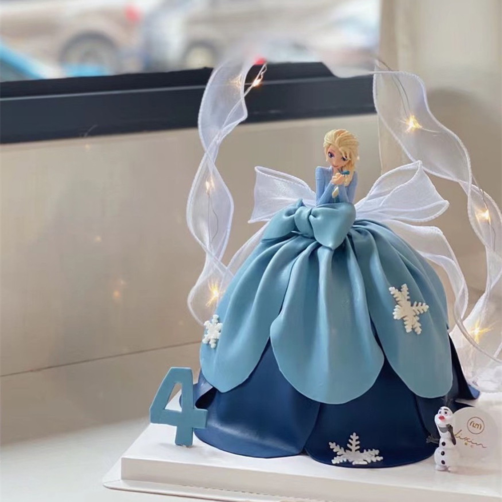 DISNEY Mô Hình Công Chúa Elsa 7cm Trang Trí Bánh Kem Bằng Pvc