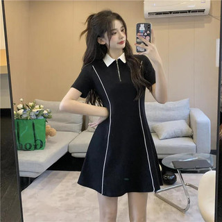 Đầm Cotton Trơn Cổ Polo Dáng Ngắn Thời Trang Mùa Hè 2023