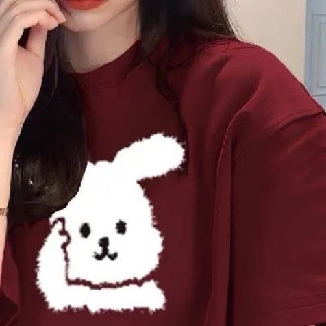 Jiashucheng Áo Thun Tay Ngắn Dáng Rộng In Hình Thỏ Phong Cách Đường Phố Cho Nữ