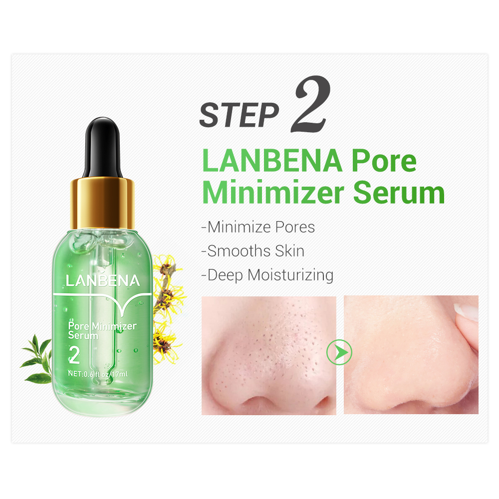 Mặt Nạ Tẩy Mụn Đầu Đen Chuyên Nghiệp Lanbena Serum Dưỡng Ẩm Se Khít Lỗ Chân Lông Cân Bằng Chăm Sóc Da (Bước 1 & Bước 2)