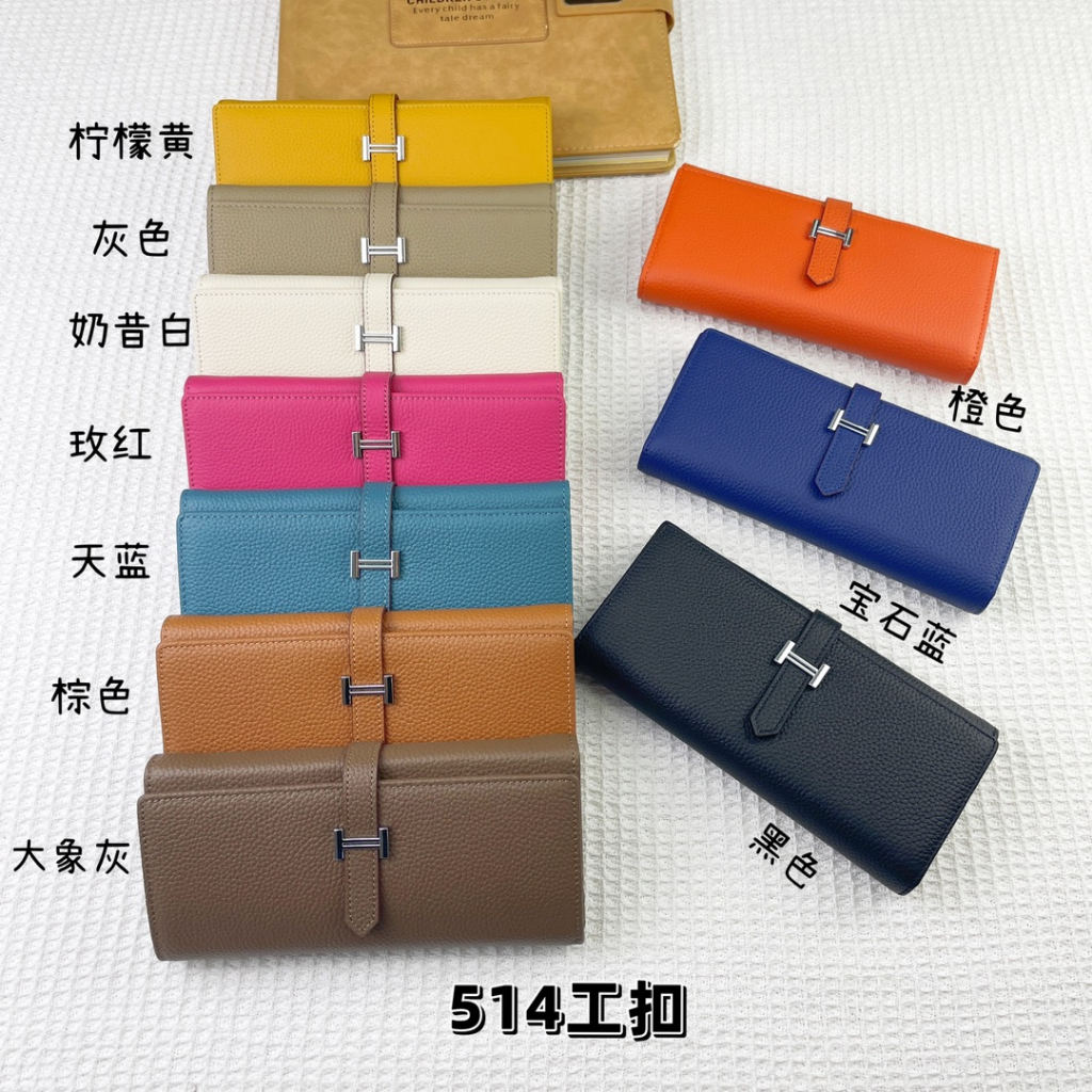 Ví Da Bò Thật 100% 19cm Gập Đôi Dáng Dài Màu Đen Thời Trang Cao Cấp