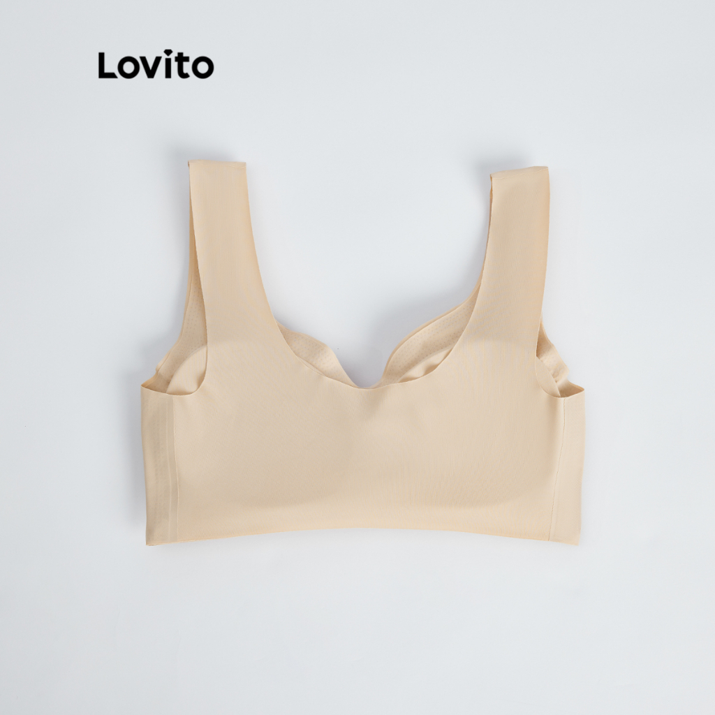 Áo bra Lovito phong cách cơ bản màu trơn thường ngày cho nữ LNE06014 (màu mơ/ đen)