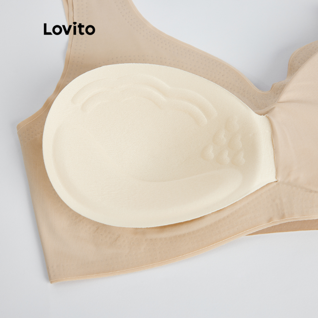 Áo bra Lovito phong cách cơ bản màu trơn thường ngày cho nữ LNE06014 (màu mơ/ đen)