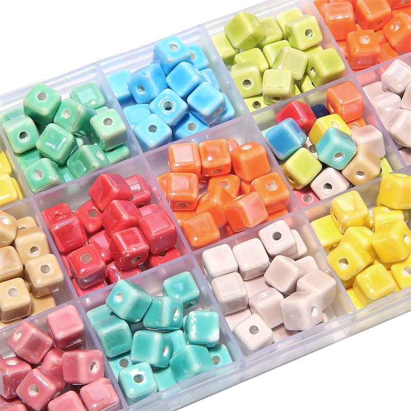 Chuỗi Hạt Gốm Tráng Men Hình Vuông Nhiều Màu Sắc 8mm Dùng Làm Đồ Trang Sức / Móc Khóa DIY