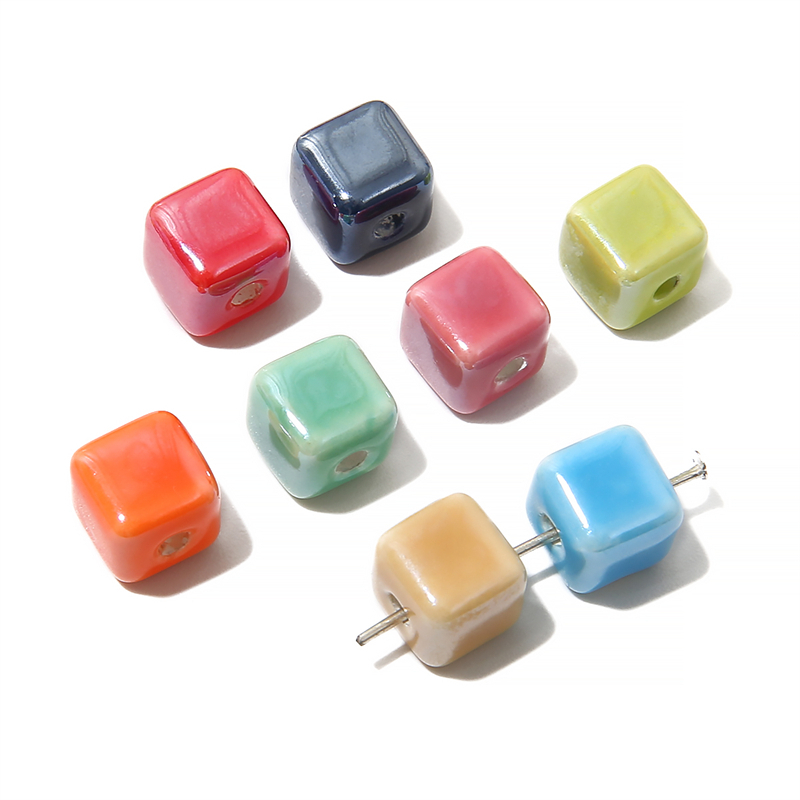 Chuỗi Hạt Gốm Tráng Men Hình Vuông Nhiều Màu Sắc 8mm Dùng Làm Đồ Trang Sức / Móc Khóa DIY