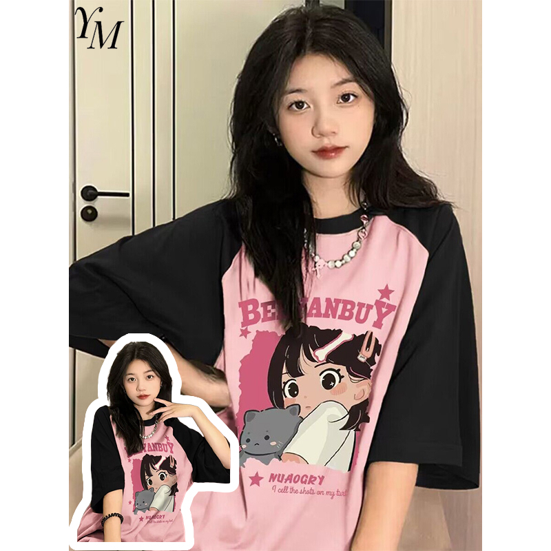Áo Thun cotton Ngắn Tay In Họa Tiết Cá Tính Thời Trang Cho Nữ