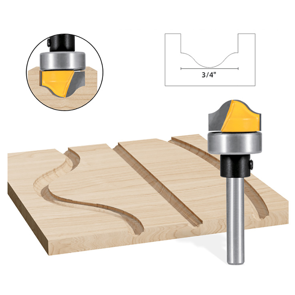 BERT🇻🇳｜1/4 Inch Mũi phay alu soi gỗ cnc quả đào tròn lưỡi phay rãnh dao cầu