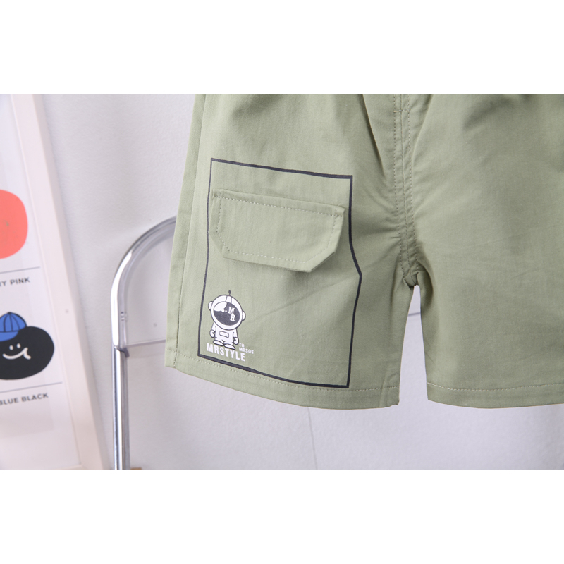 Set Áo Sơ Mi Kẻ Sọc In Hình Phi Hành Gia + Quần Short Thời Trang Cho Bé Trai 1-5 Tuổi