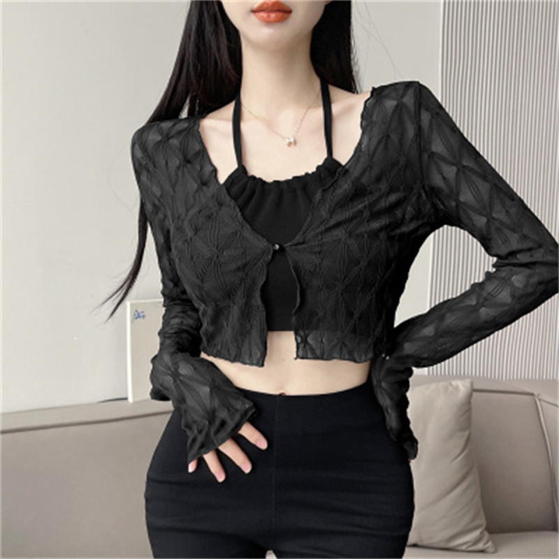 QADCOL Áo Cardigan Dệt Kim Tay Dài Chống Nắng Hai Mảnh Mùa Hè Ngọt Ngào Và Spicy Hàng Mới Dành Cho Bạn Nữ
