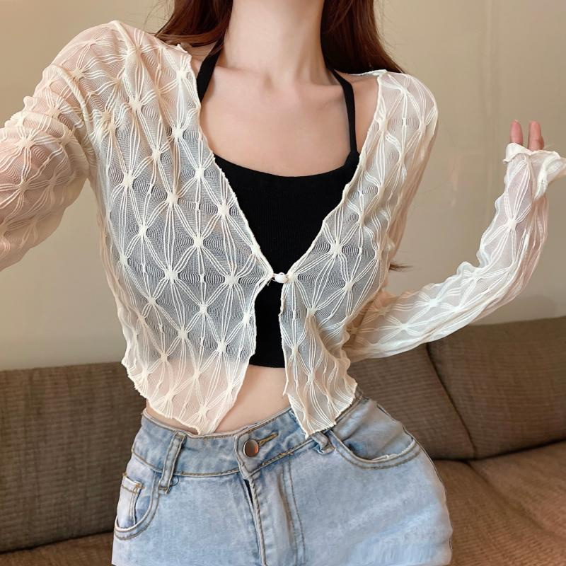 QADCOL Áo Cardigan Dệt Kim Tay Dài Chống Nắng Hai Mảnh Mùa Hè Ngọt Ngào Và Spicy Hàng Mới Dành Cho Bạn Nữ