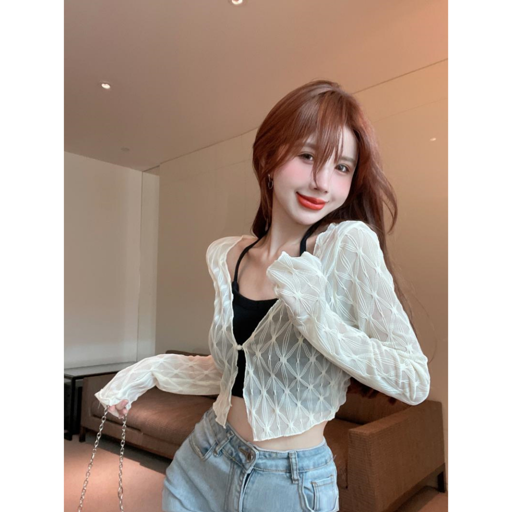 QADCOL Áo Cardigan Dệt Kim Tay Dài Chống Nắng Hai Mảnh Mùa Hè Ngọt Ngào Và Spicy Hàng Mới Dành Cho Bạn Nữ