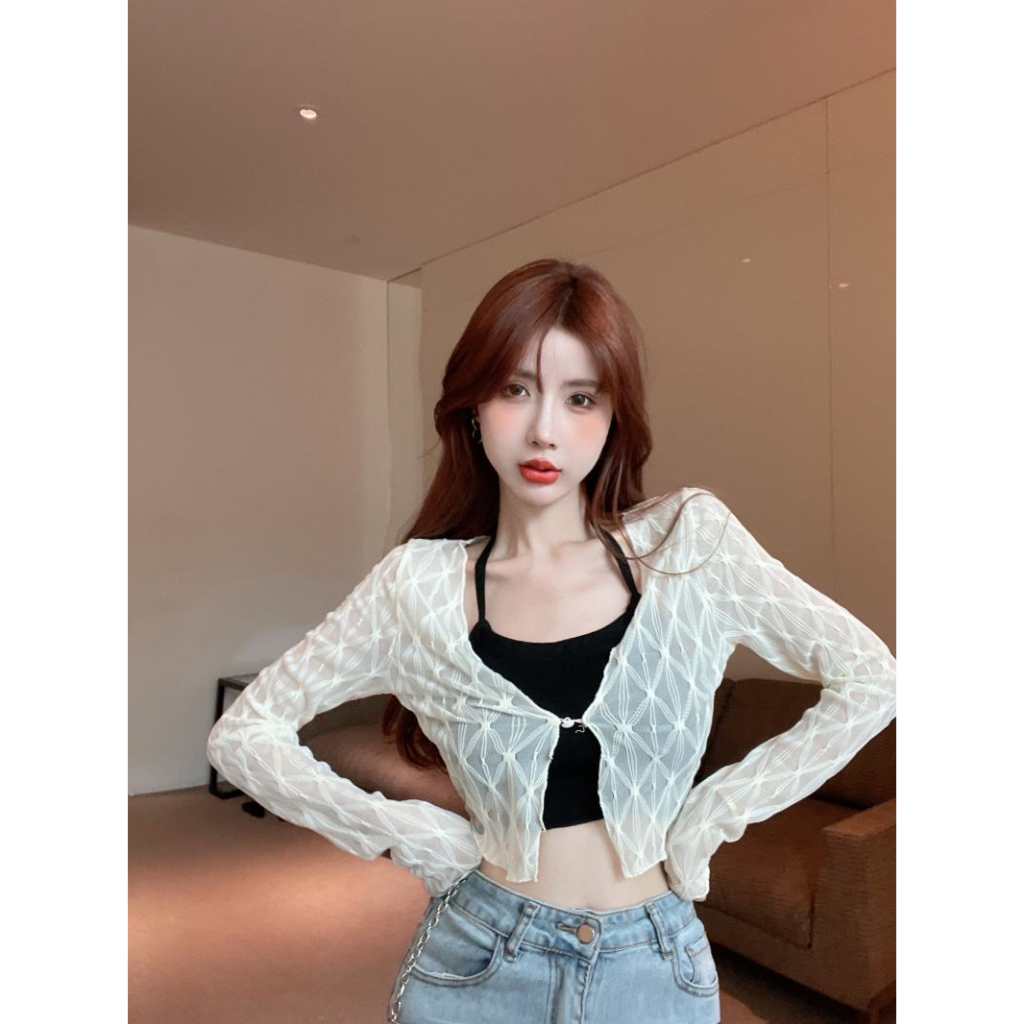 QADCOL Áo Cardigan Dệt Kim Tay Dài Chống Nắng Hai Mảnh Mùa Hè Ngọt Ngào Và Spicy Hàng Mới Dành Cho Bạn Nữ