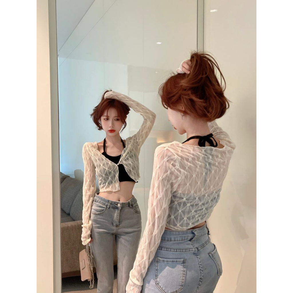 QADCOL Áo Cardigan Dệt Kim Tay Dài Chống Nắng Hai Mảnh Mùa Hè Ngọt Ngào Và Spicy Hàng Mới Dành Cho Bạn Nữ