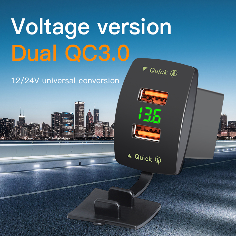 Cục Sạc Điện Thoại 36W QC3.0 6A Usb 12V 24V Vôn Kế 4.2A Chuyên Dụng Cho Xe Hơi / Tàu Thuyền / Xe Tải /
