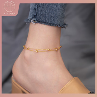 Lắc Chân Hai Lớp Bằng Thép Không Gỉ Mạ Vàng 18K