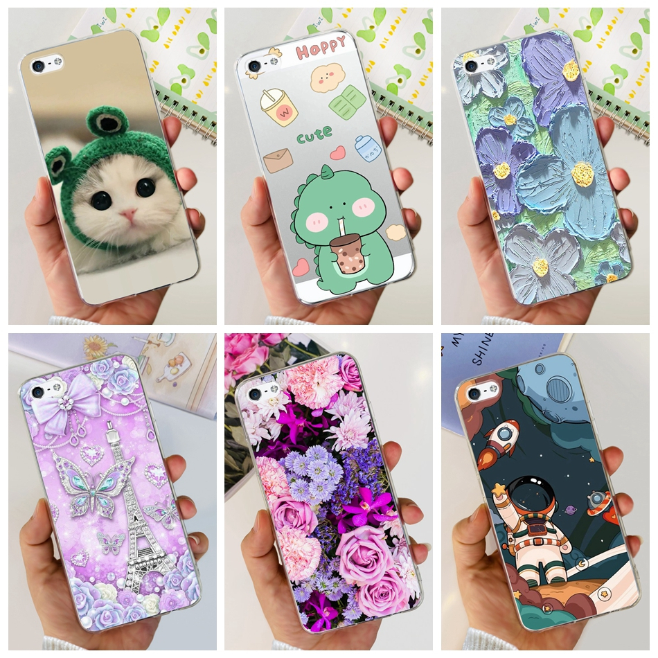 Ốp Lưng Silicone Mềm In Hình Khủng Long / Mèo Đáng Yêu Cho iPhone 4 4s 5 5s SE (2016)