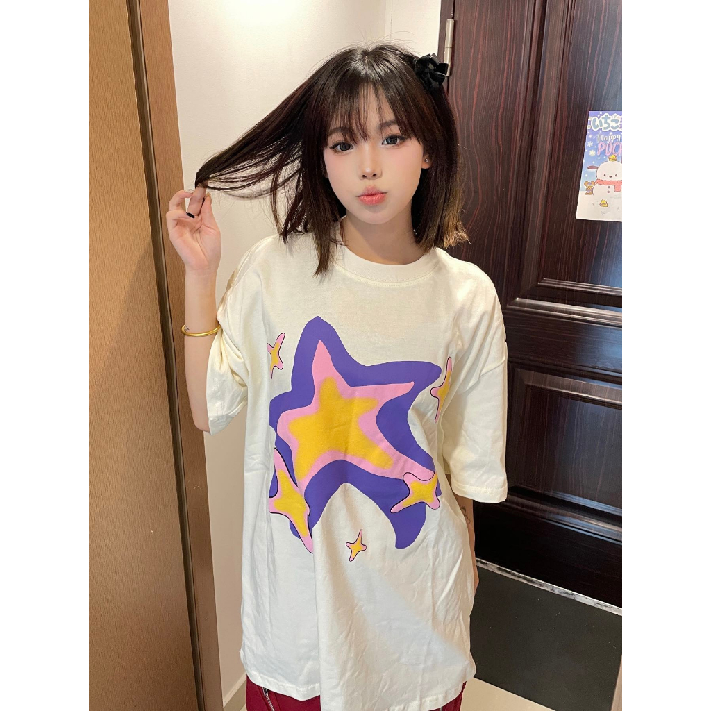 Ethelgirl Áo Thun Tay Ngắn Dáng Rộng In Họa Tiết Thời Trang Cho Nam Và Nữ