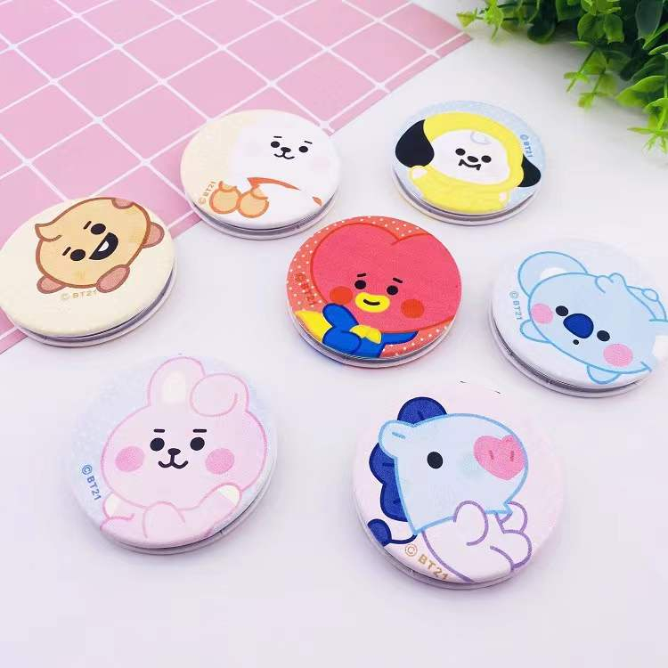Gương Cầm Tay Bỏ Túi Hình BT21 Dễ Thương Cho Bé