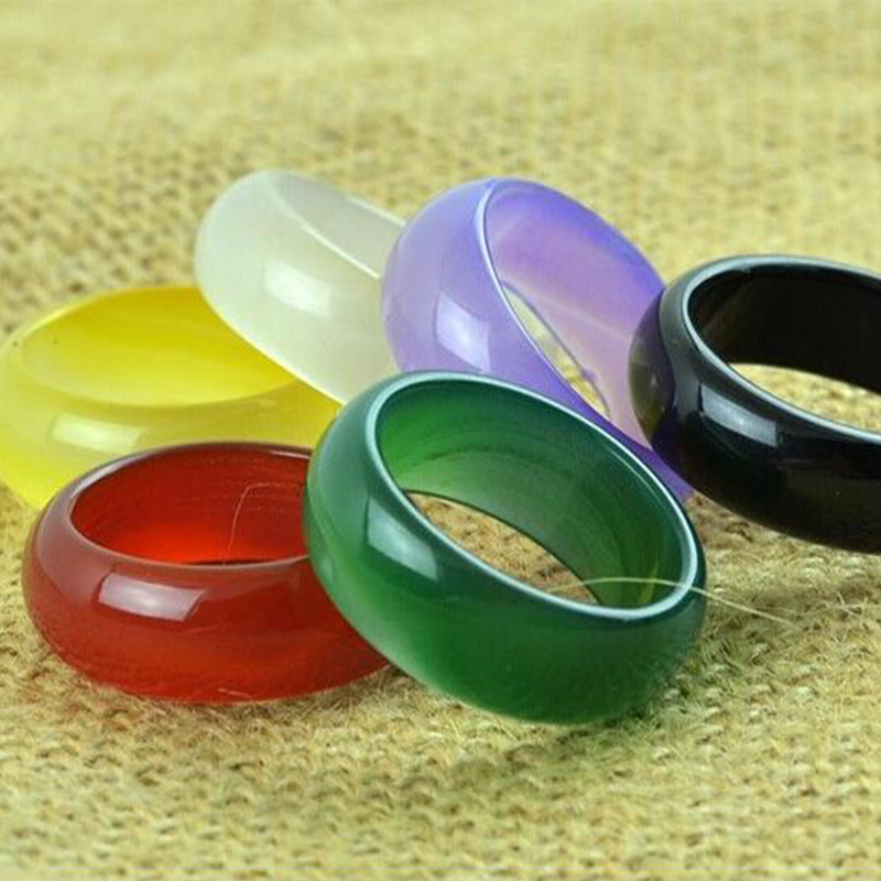 Nhẫn Đá Mã Não Tự Nhiên Bản Rộng 16-24mm Nhiều Màu Sắc Cho Nam Và Nữ