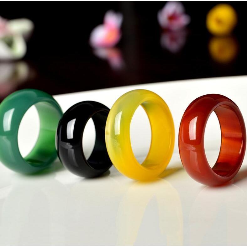 Nhẫn Đá Mã Não Tự Nhiên Bản Rộng 16-24mm Nhiều Màu Sắc Cho Nam Và Nữ