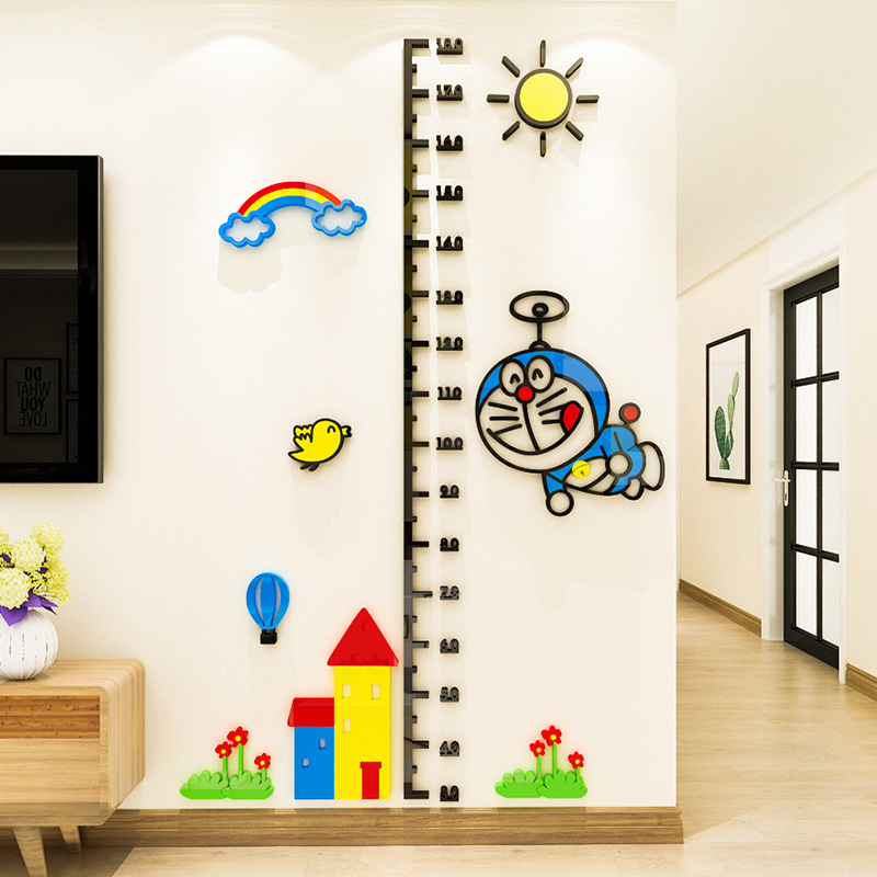 【DDM】Ding Dong mèo đo chiều cao mica tranh Đôrêmon phòng ngủ trẻ em thước đo chiều cao dán tường acrylic 3D ba chiều