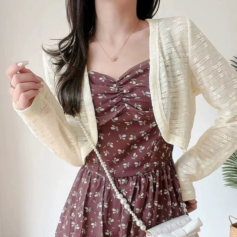 ZHELIHANGFEI Áo Khoác Cardigan Mỏng Tay Dài Chống Nắng Phong Cách Hàn Quốc Dễ Phối Đồ Phong Cách Mới