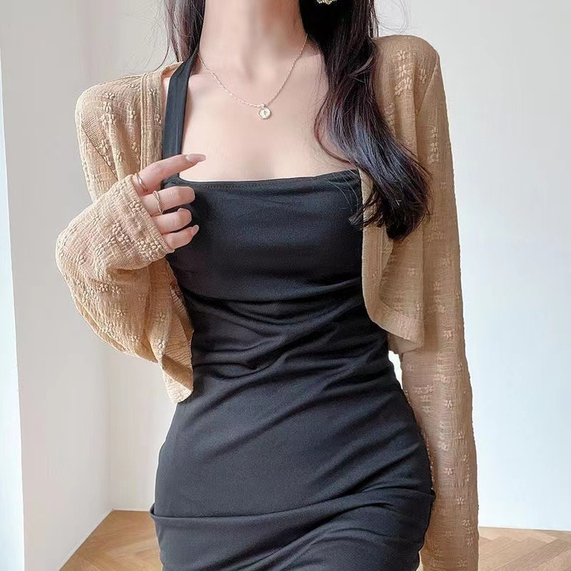 ZHELIHANGFEI Áo Khoác Cardigan Mỏng Tay Dài Chống Nắng Phong Cách Hàn Quốc Dễ Phối Đồ Phong Cách Mới