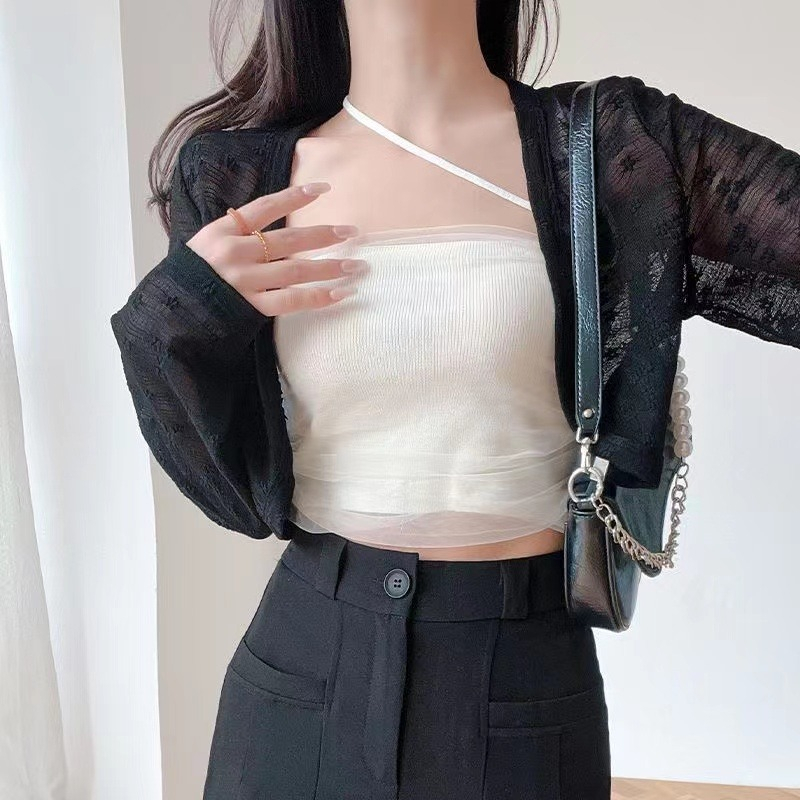 ZHELIHANGFEI Áo Khoác Cardigan Mỏng Tay Dài Chống Nắng Phong Cách Hàn Quốc Dễ Phối Đồ Phong Cách Mới
