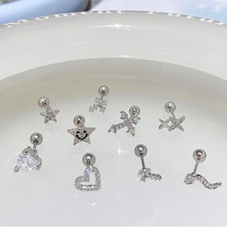 Bông Tai Thép Titan G23 Hình Thánh Giá / Ngôi Sao / Trái Tim Đính Kim Cương Giả Phong Cách Cá Tính