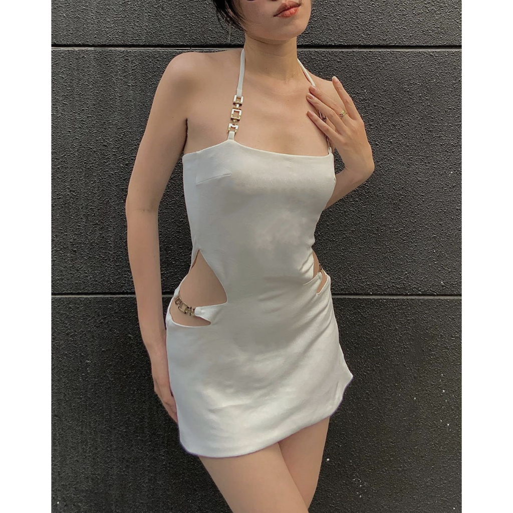 Đầm Hai Dây Dáng Ôm Trang Trí Dây Xích Thời Trang Cho Nữ CY03