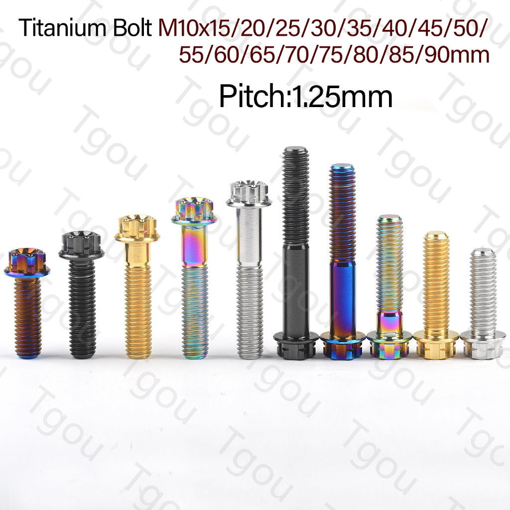 Bu Lông Lục Giác Bằng Titan M10x15 20 25 30 35 40 45 50 55 60 65 70 75 80 85 90mm Pitch1.25 Cho Xe Mô Tô