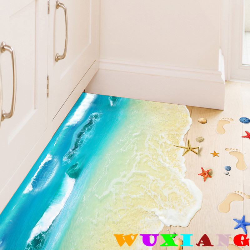 Miếng Dán Sàn Nhà Họa Tiết Sóng Biển 3d Độc Đáo Trang Trí Nhà Cửa